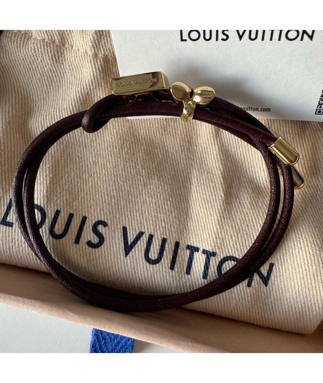 LOUIS VUITTON Бордовый кожаный браслет, фото 3