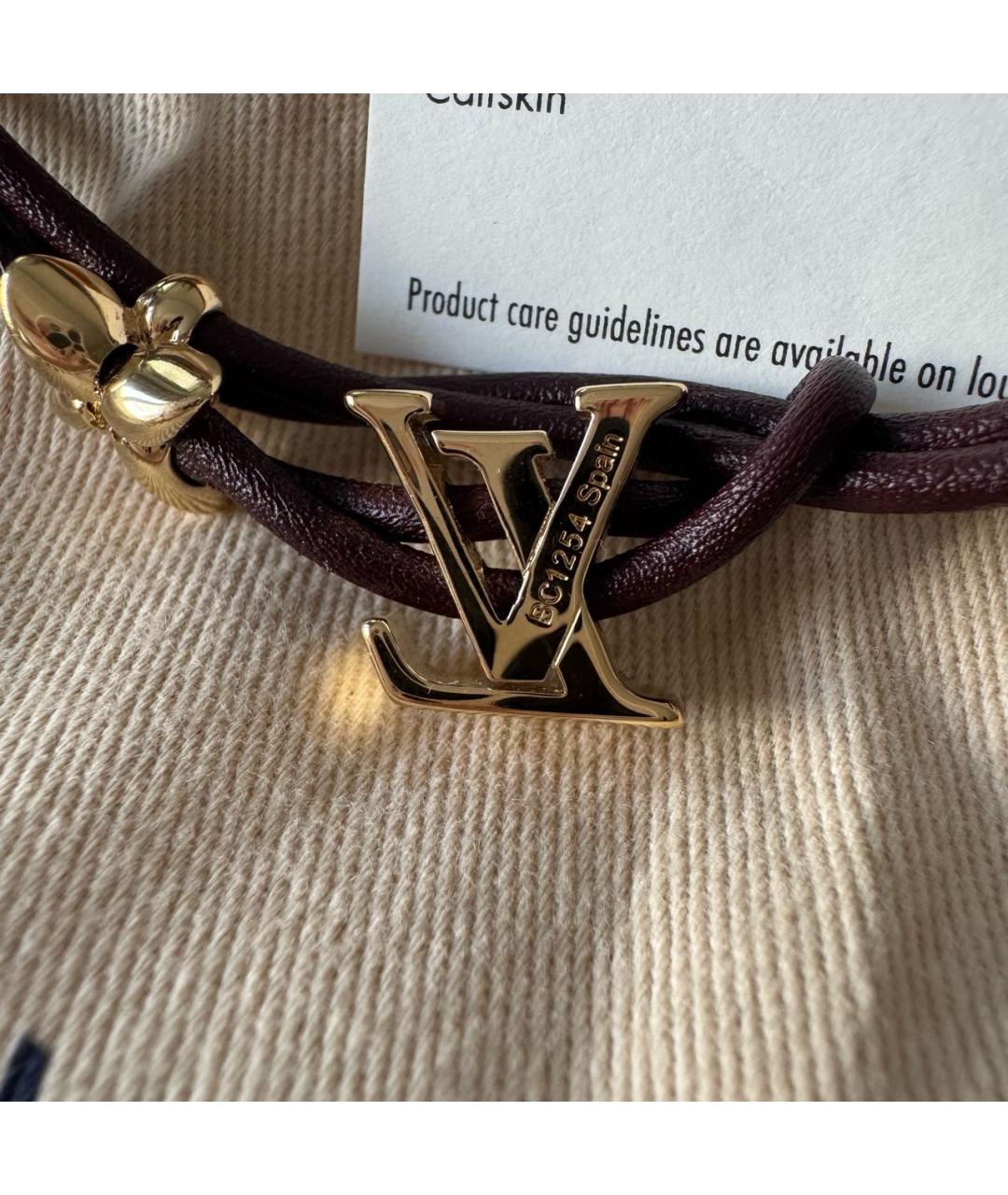 LOUIS VUITTON Бордовый кожаный браслет, фото 6