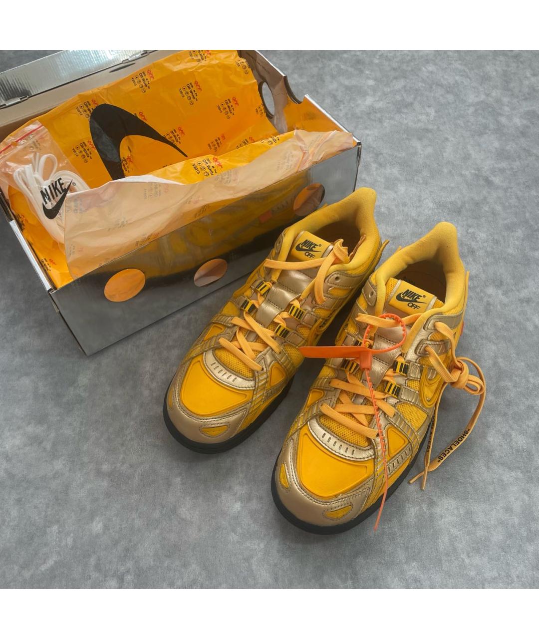 NIKE X OFF-WHITE Желтые текстильные низкие кроссовки / кеды, фото 6