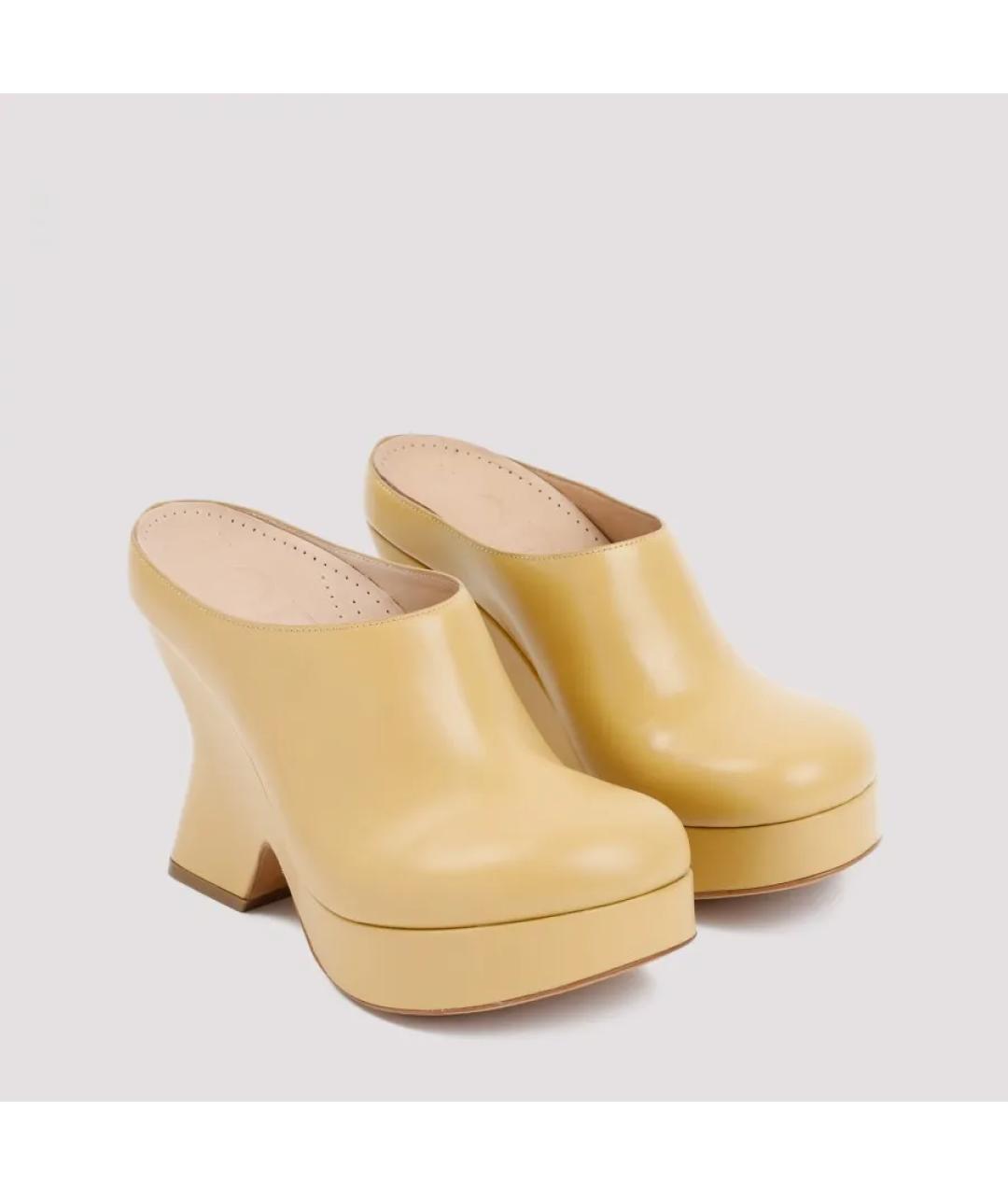 LOEWE Желтые кожаные мюли, фото 5