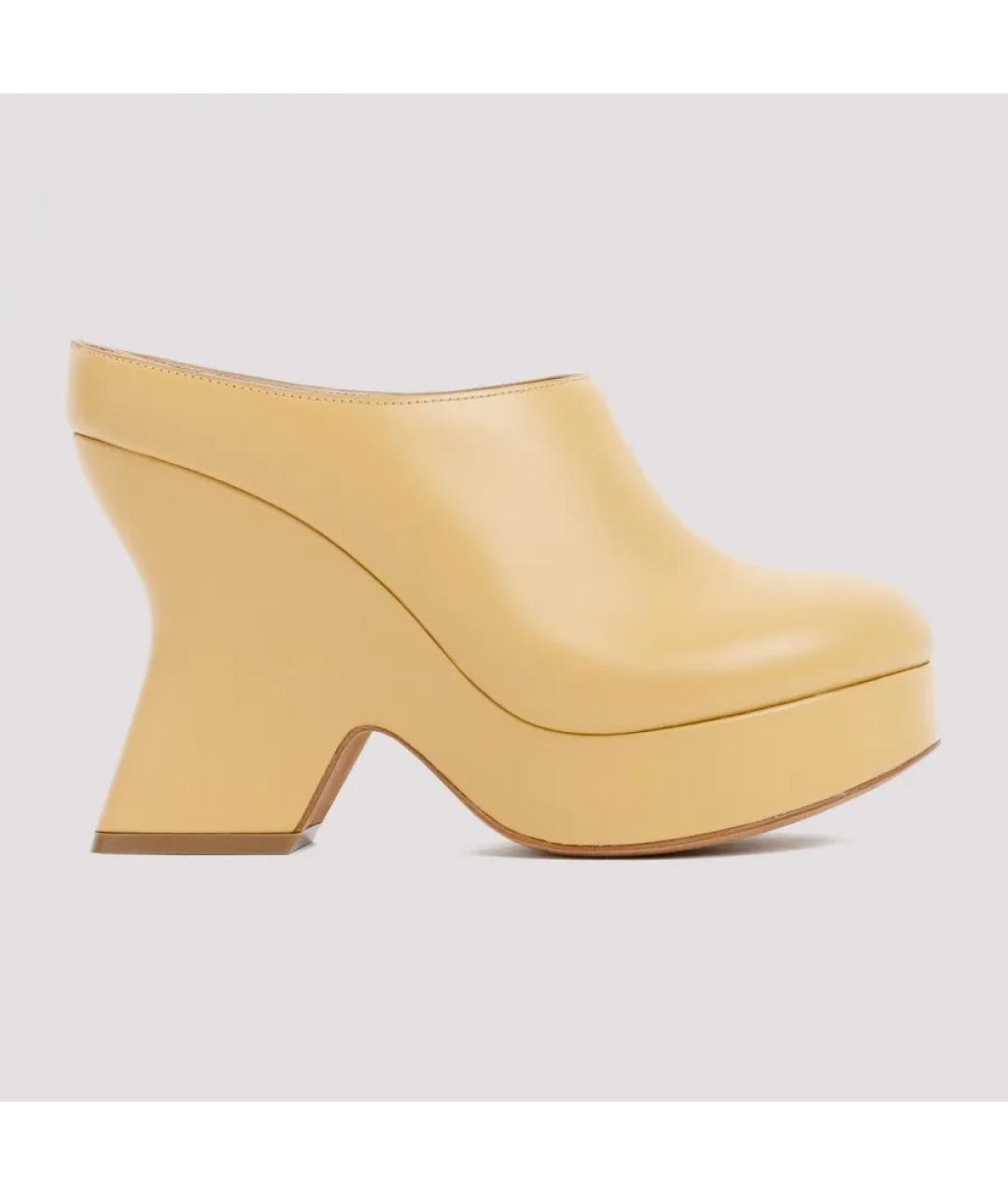 LOEWE Желтые кожаные мюли, фото 3