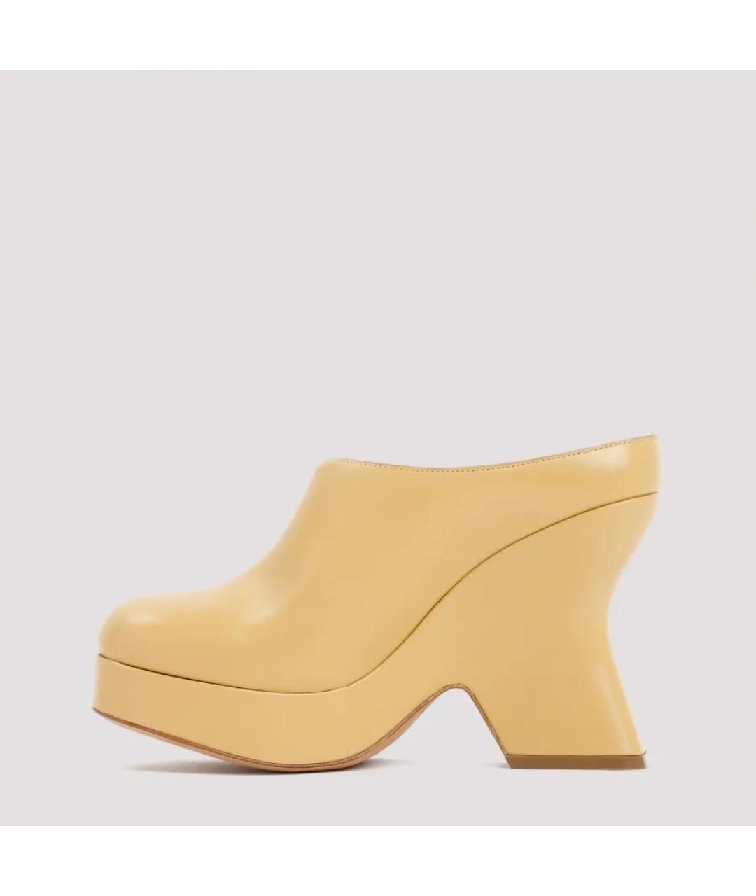 LOEWE Желтые кожаные мюли, фото 4