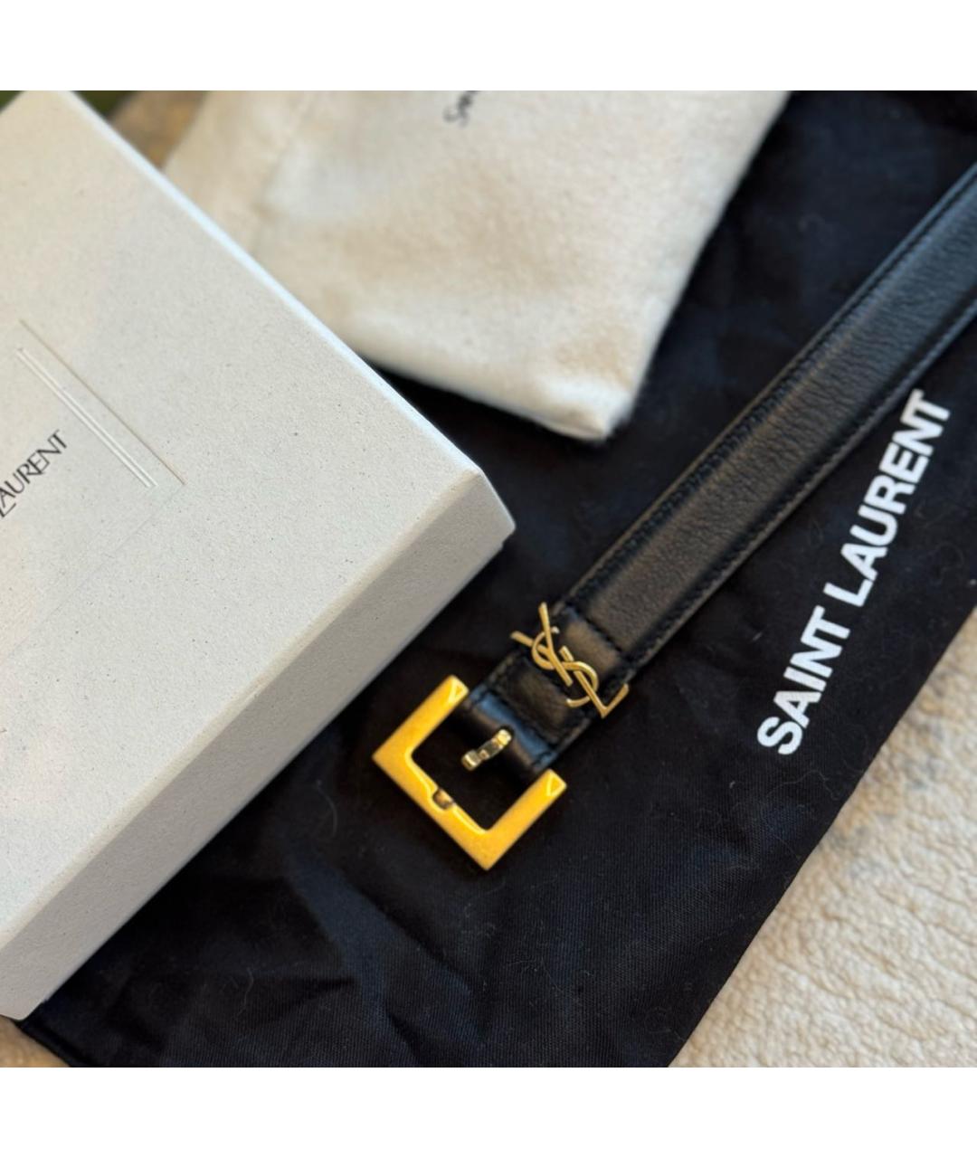 SAINT LAURENT Черный кожаный ремень, фото 4