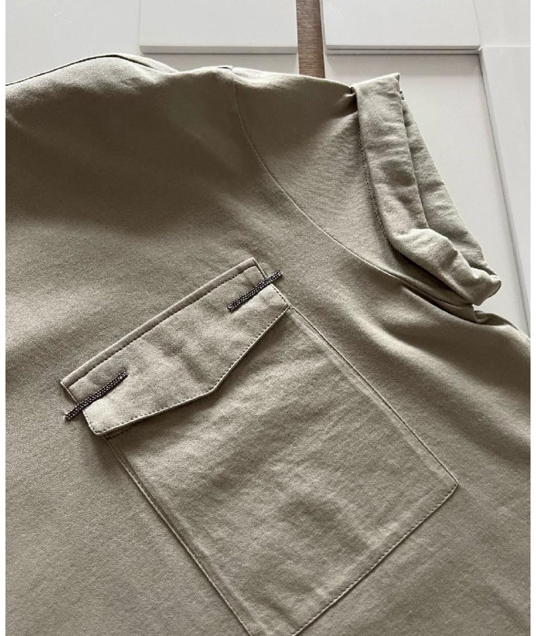 BRUNELLO CUCINELLI Серая хлопковая футболка, фото 4