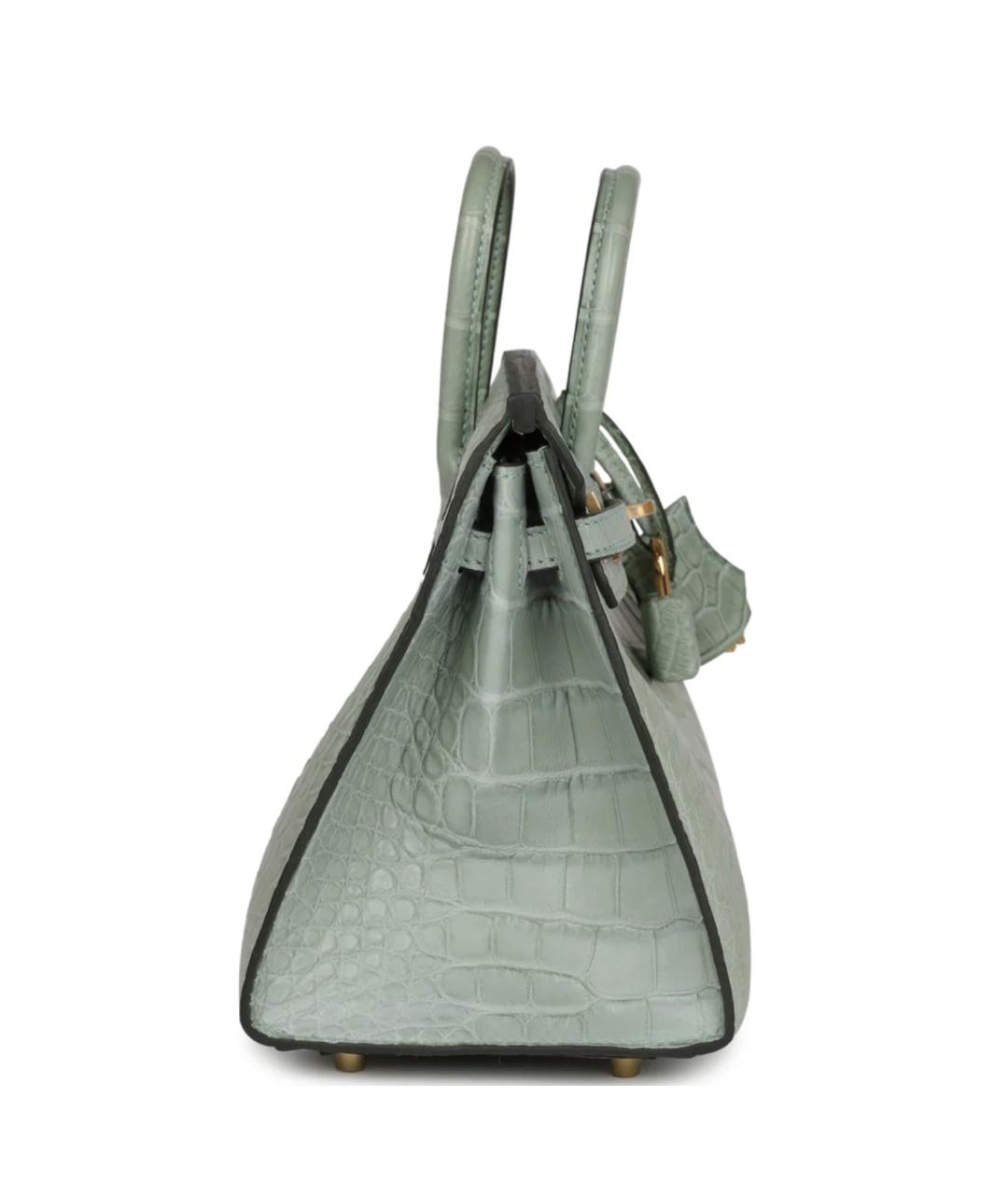 HERMES Зеленая сумка с короткими ручками из экзотической кожи, фото 5