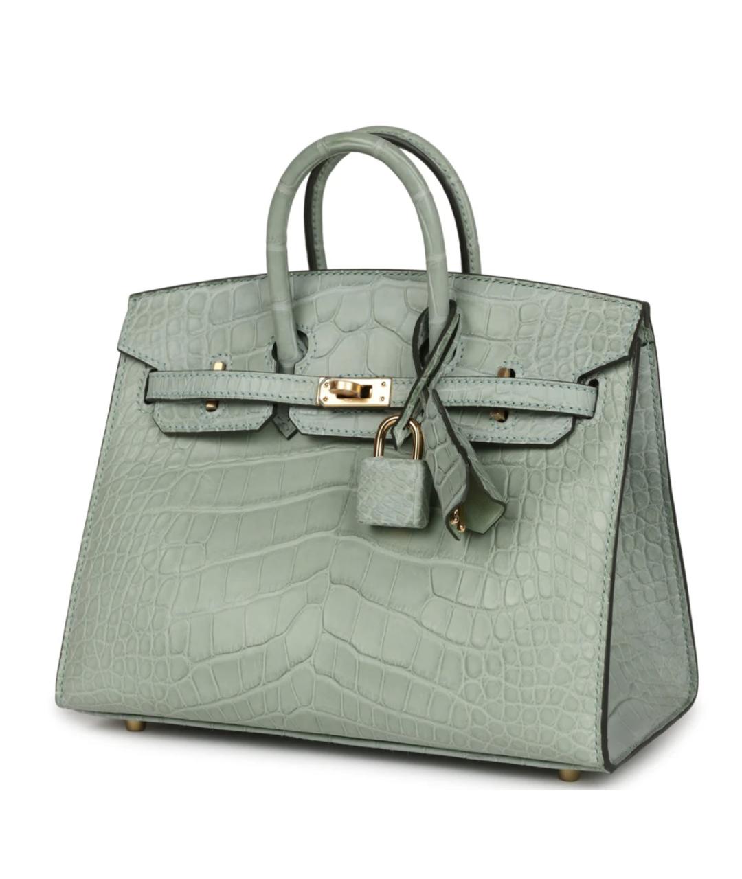 HERMES Зеленая сумка с короткими ручками из экзотической кожи, фото 3