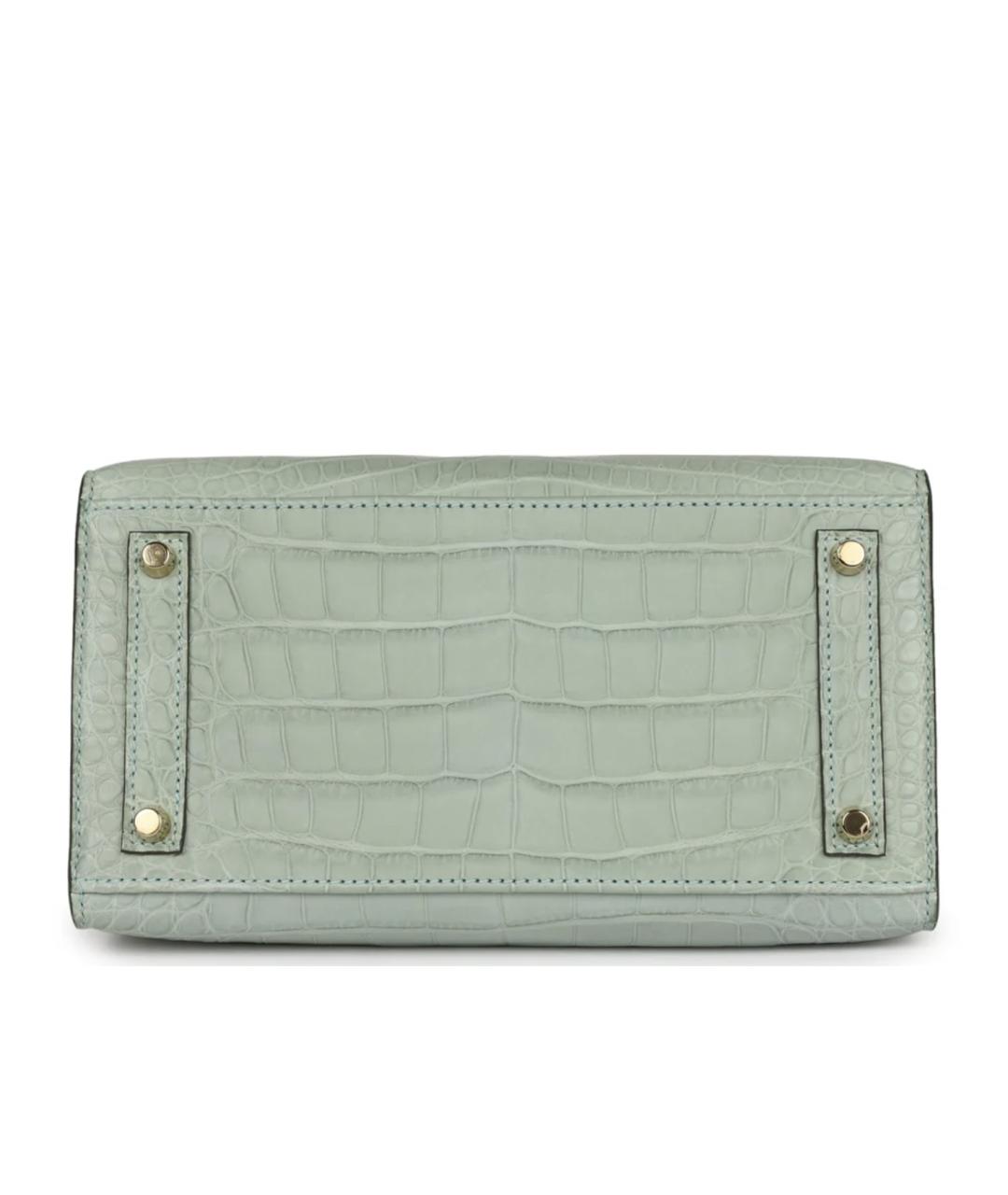 HERMES Зеленая сумка с короткими ручками из экзотической кожи, фото 2