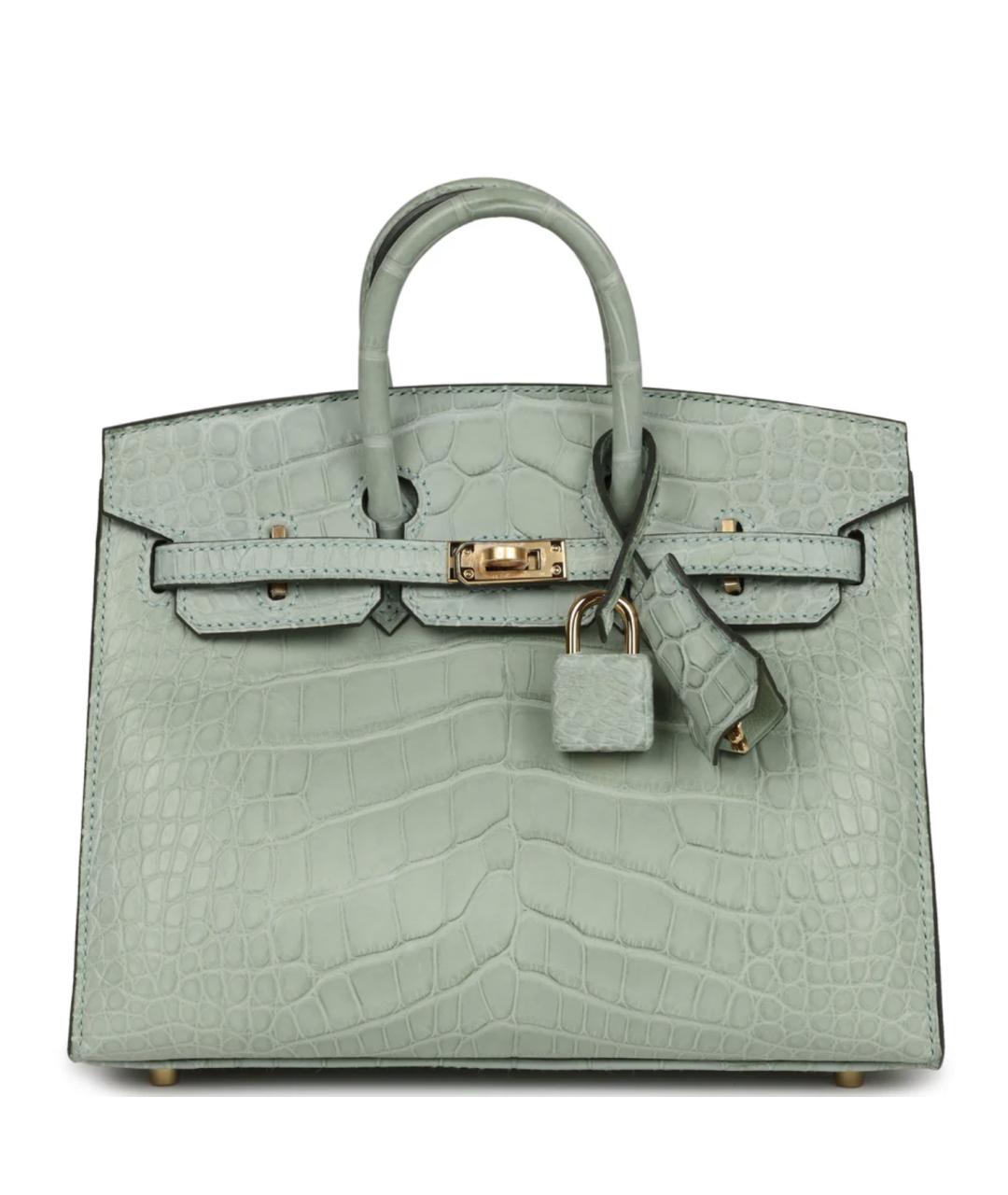 HERMES Зеленая сумка с короткими ручками из экзотической кожи, фото 1