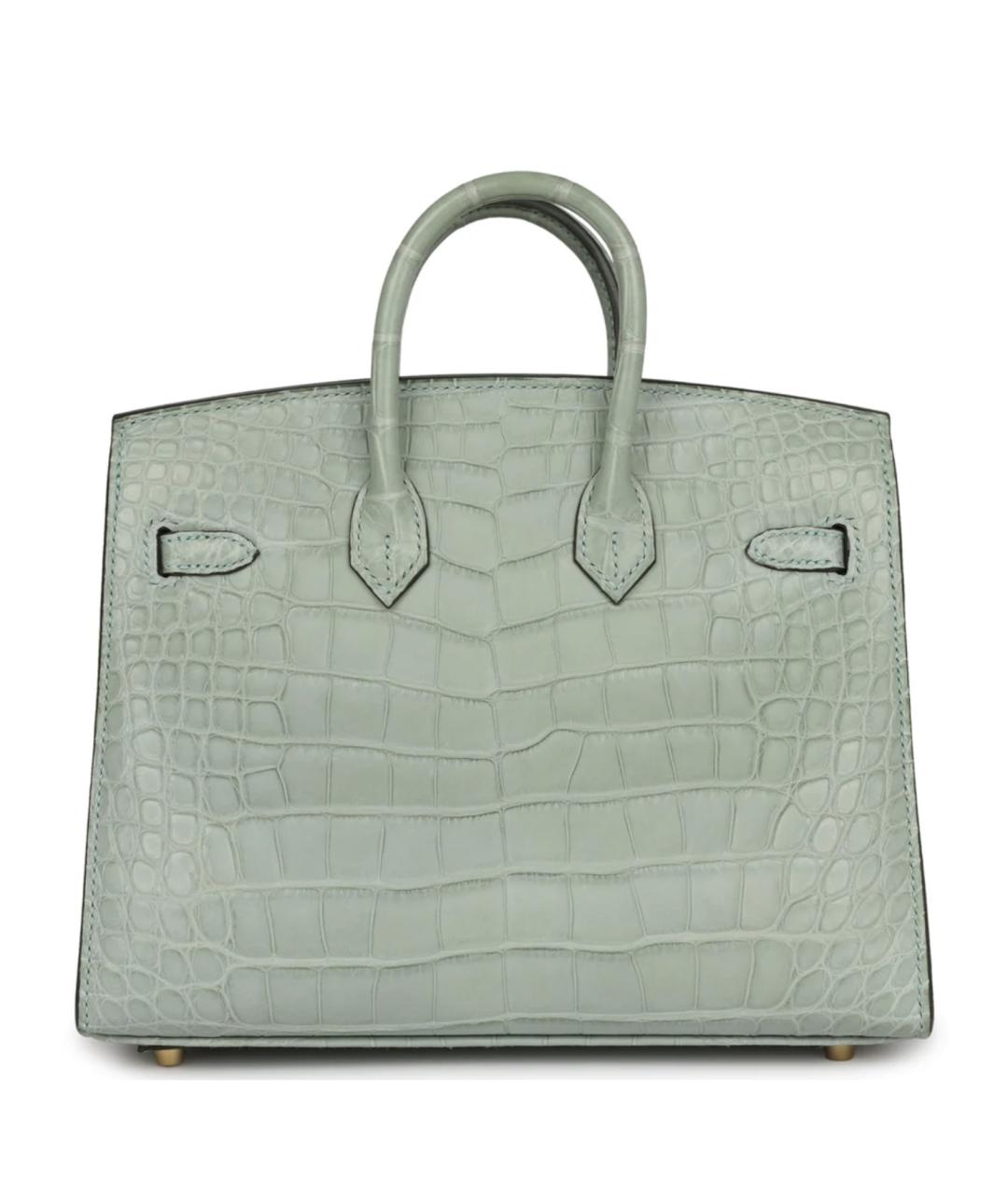 HERMES Зеленая сумка с короткими ручками из экзотической кожи, фото 4