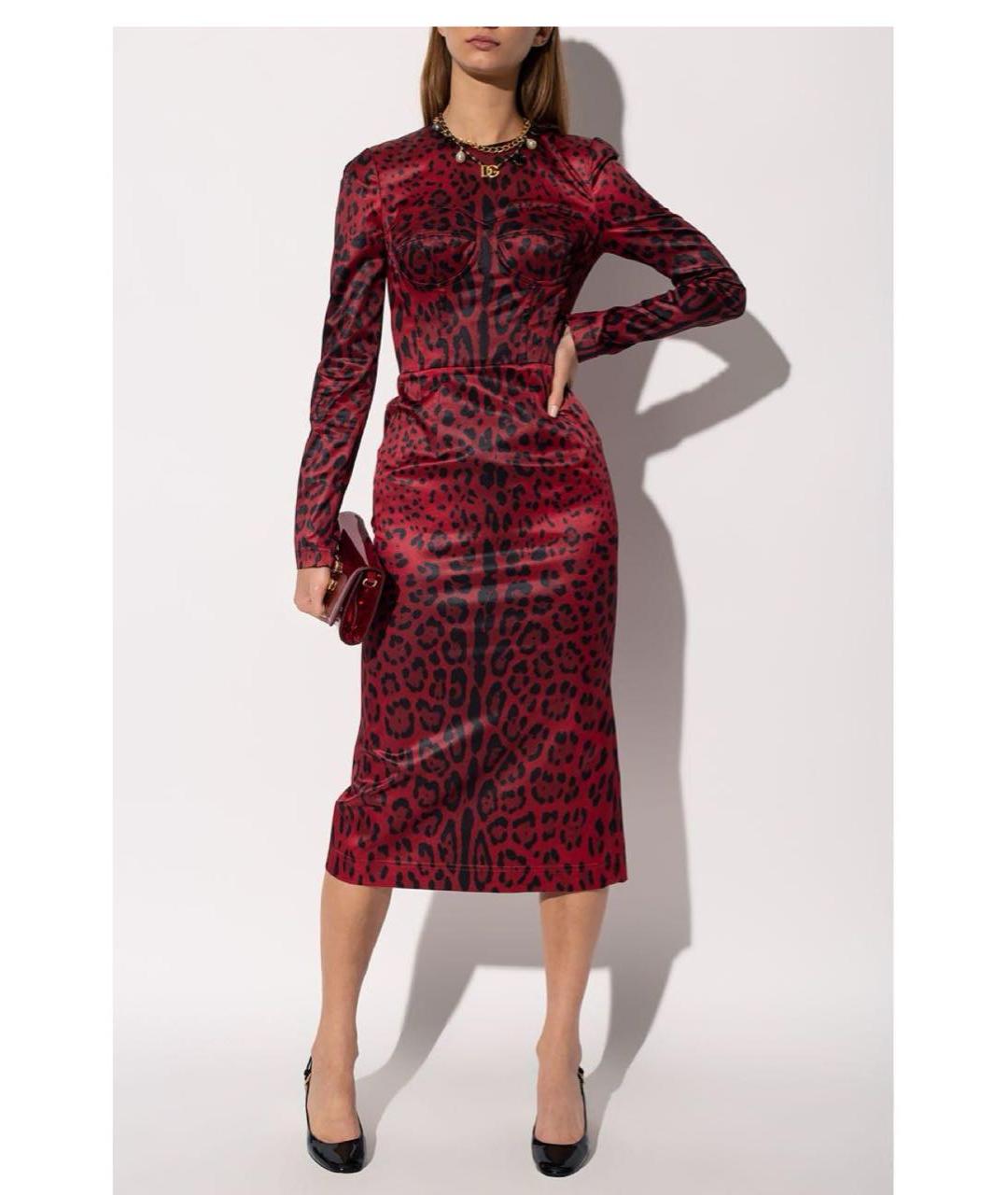 DOLCE&GABBANA Красное полиэстеровое коктейльное платье, фото 2