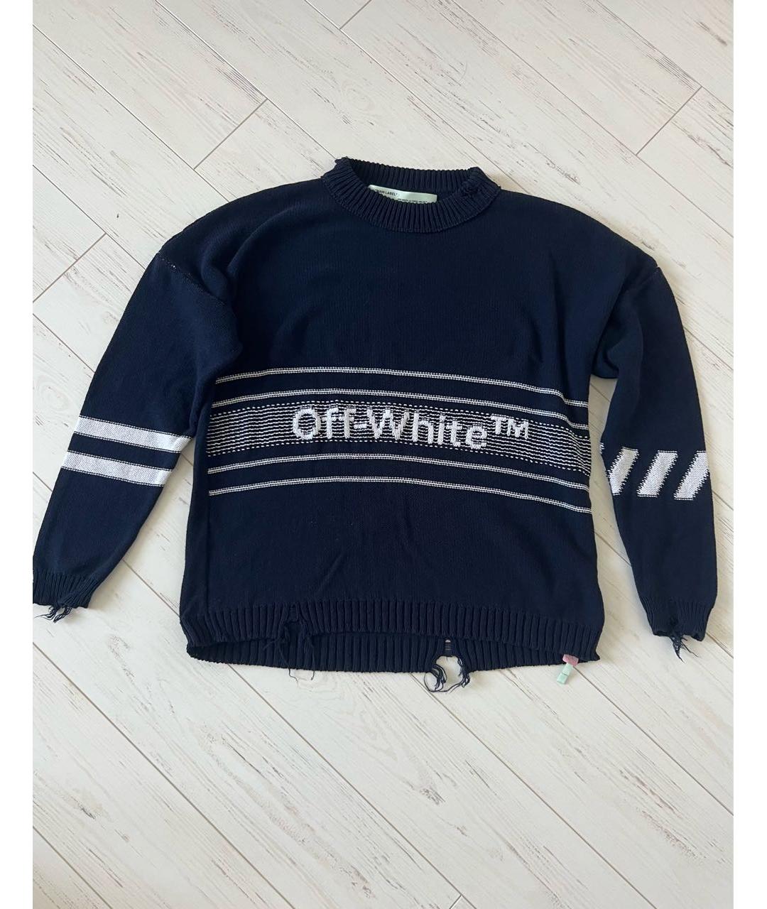 OFF-WHITE Темно-синий хлопковый джемпер / свитер, фото 5