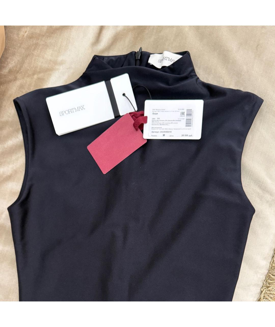 SPORTMAX Черная полиамидовая майка, фото 7