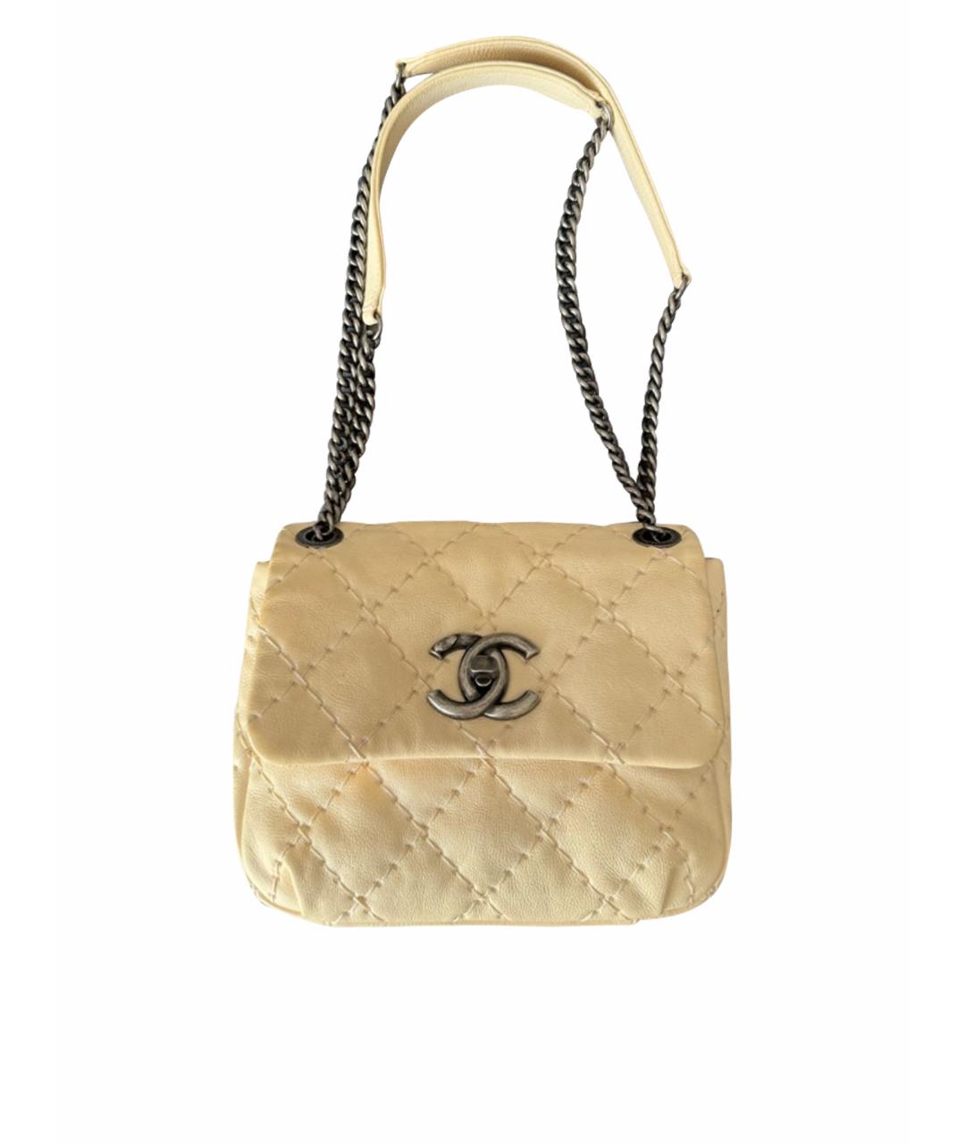 CHANEL Бежевая кожаная сумка через плечо, фото 1