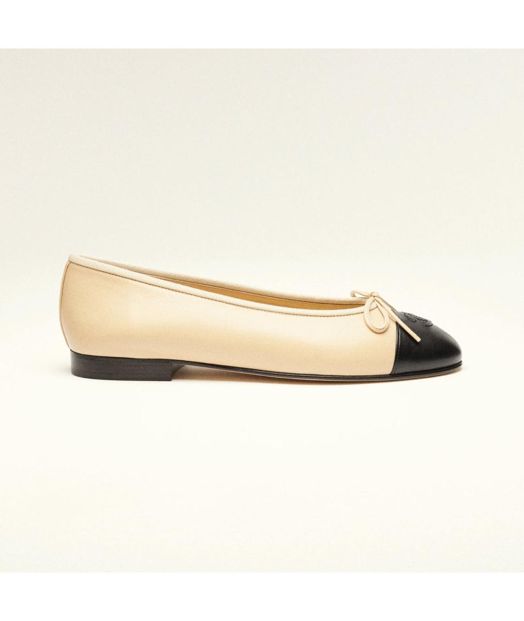 CHANEL Бежевые кожаные балетки, фото 4