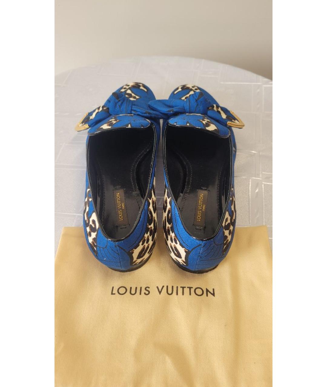 LOUIS VUITTON Синие текстильные лоферы, фото 3