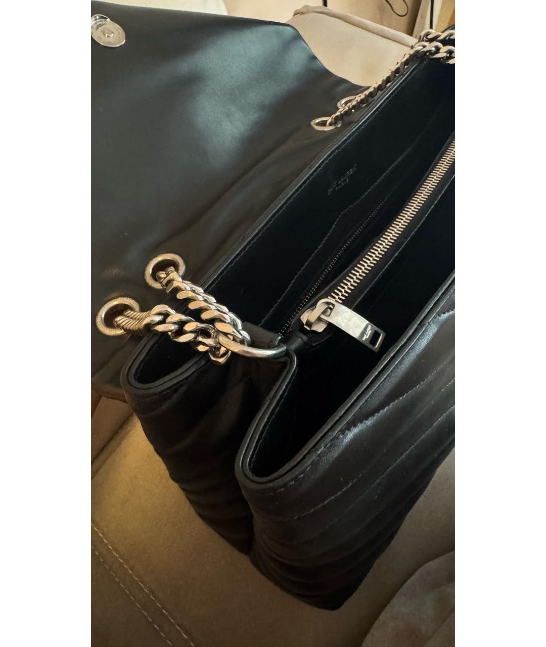 SAINT LAURENT Черная кожаная сумка тоут, фото 4
