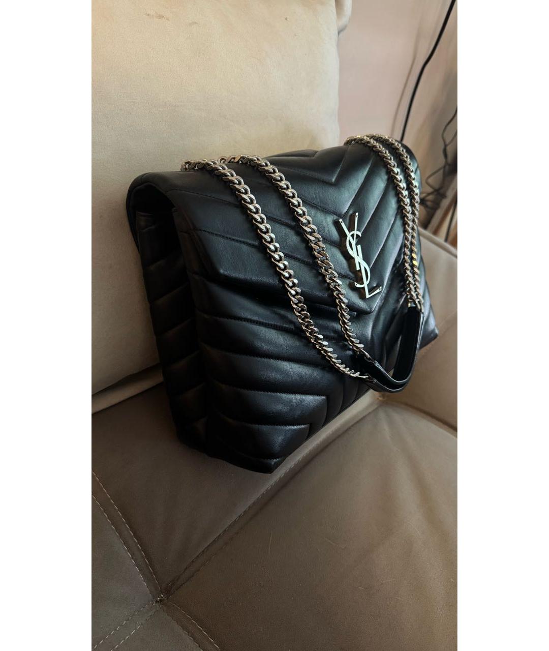 SAINT LAURENT Черная кожаная сумка тоут, фото 2