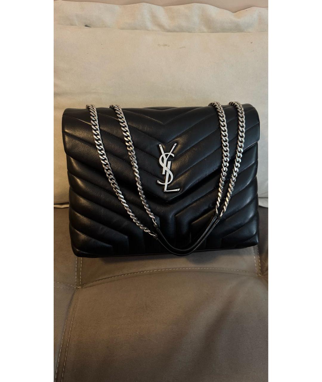 SAINT LAURENT Черная кожаная сумка тоут, фото 5