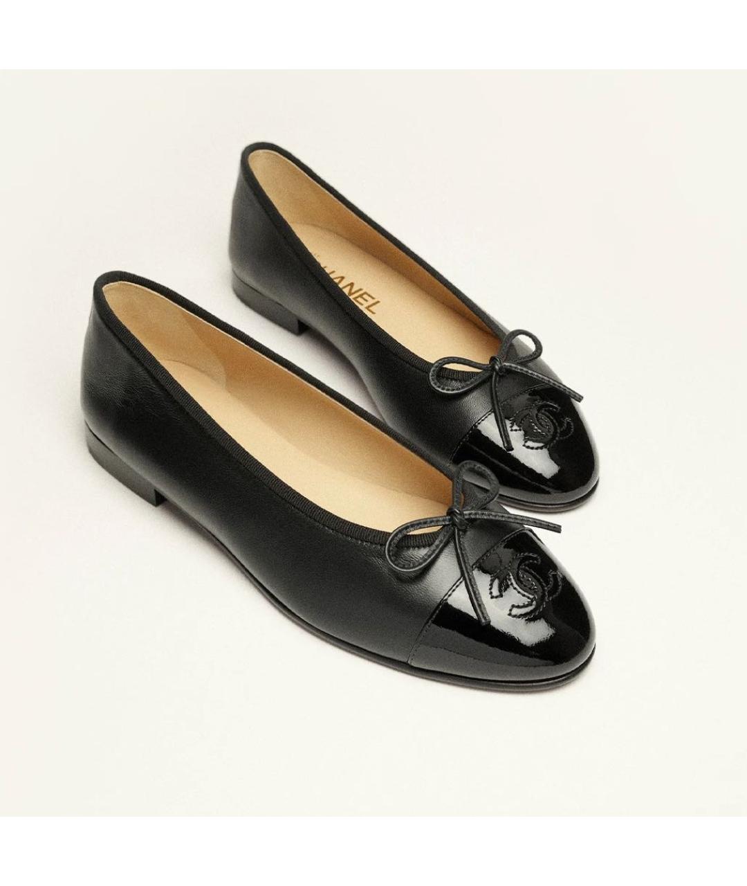 CHANEL Черные кожаные балетки, фото 2