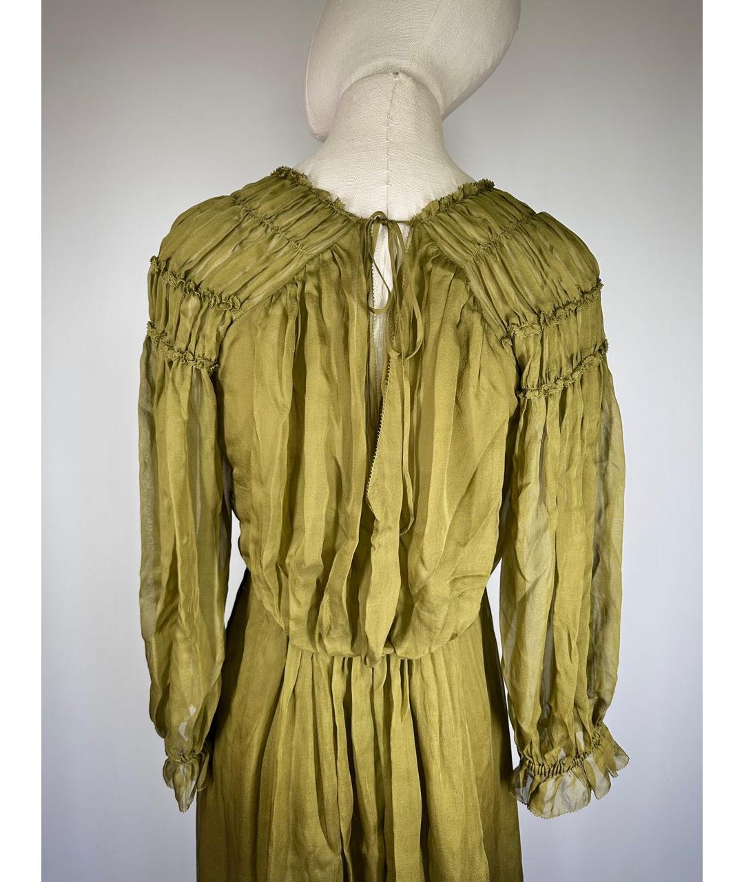 ALBERTA FERRETTI Зеленые шелковое коктейльное платье, фото 2