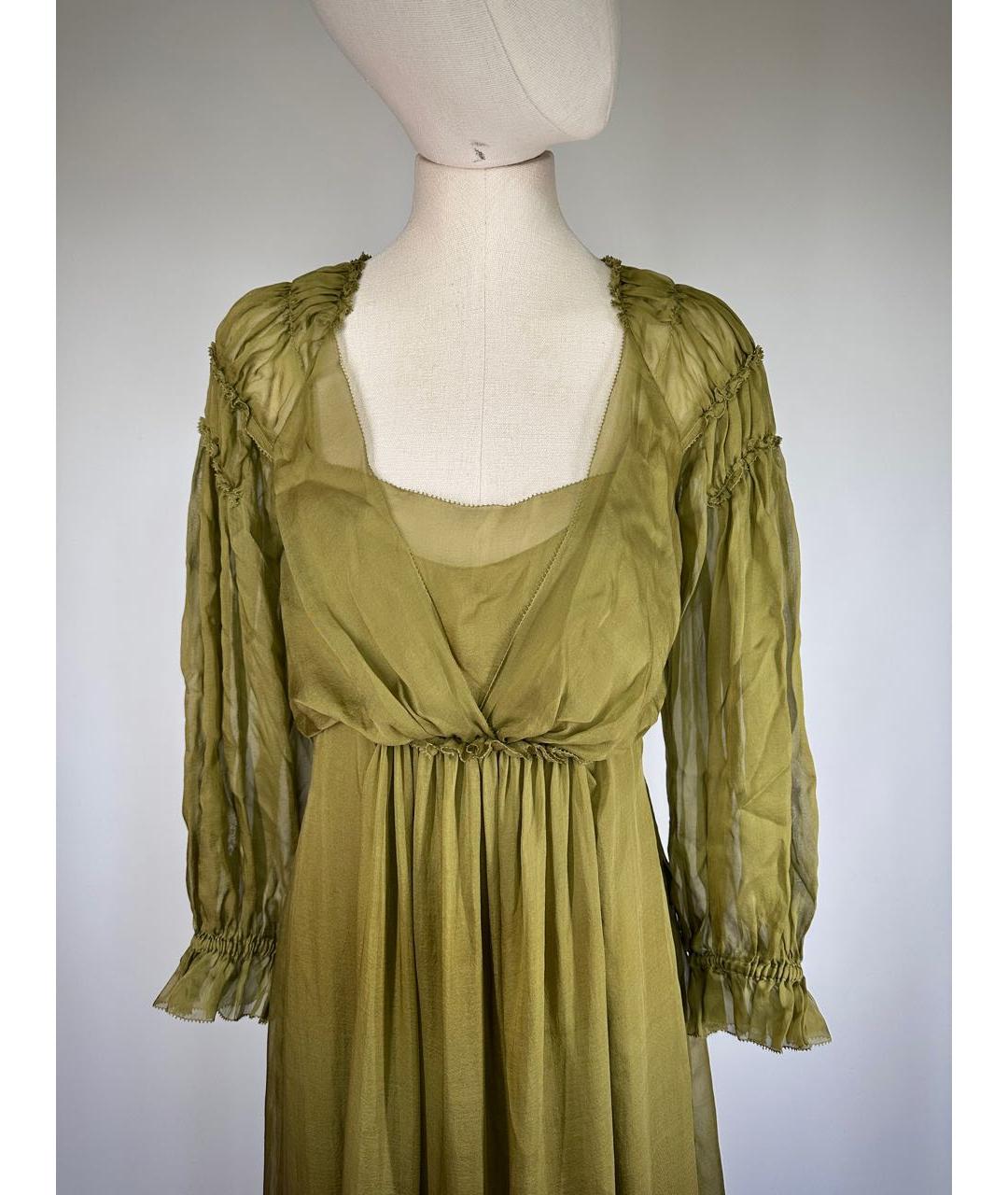 ALBERTA FERRETTI Зеленые шелковое коктейльное платье, фото 3