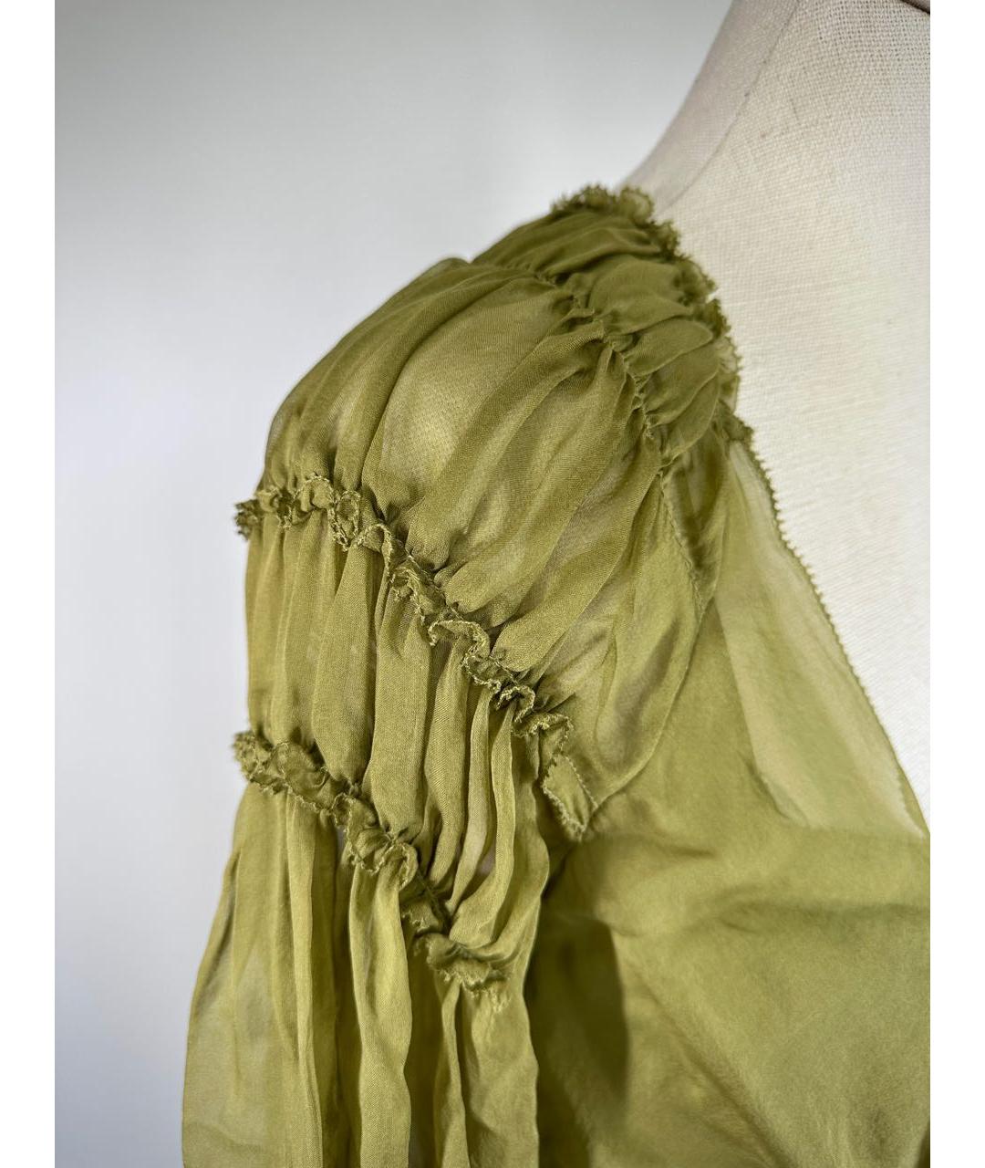 ALBERTA FERRETTI Зеленые шелковое коктейльное платье, фото 4