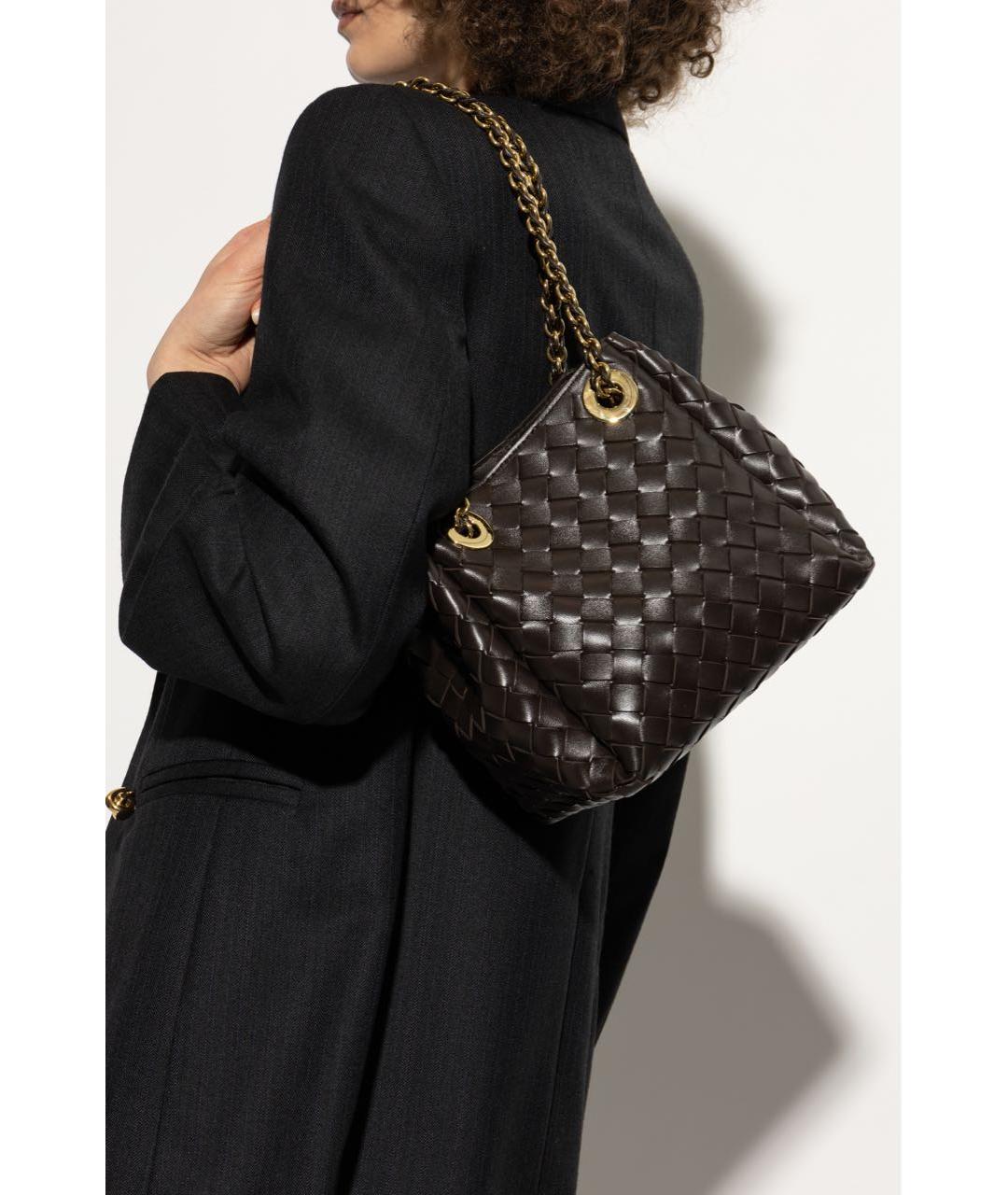 BOTTEGA VENETA Коричневая кожаная сумка через плечо, фото 2