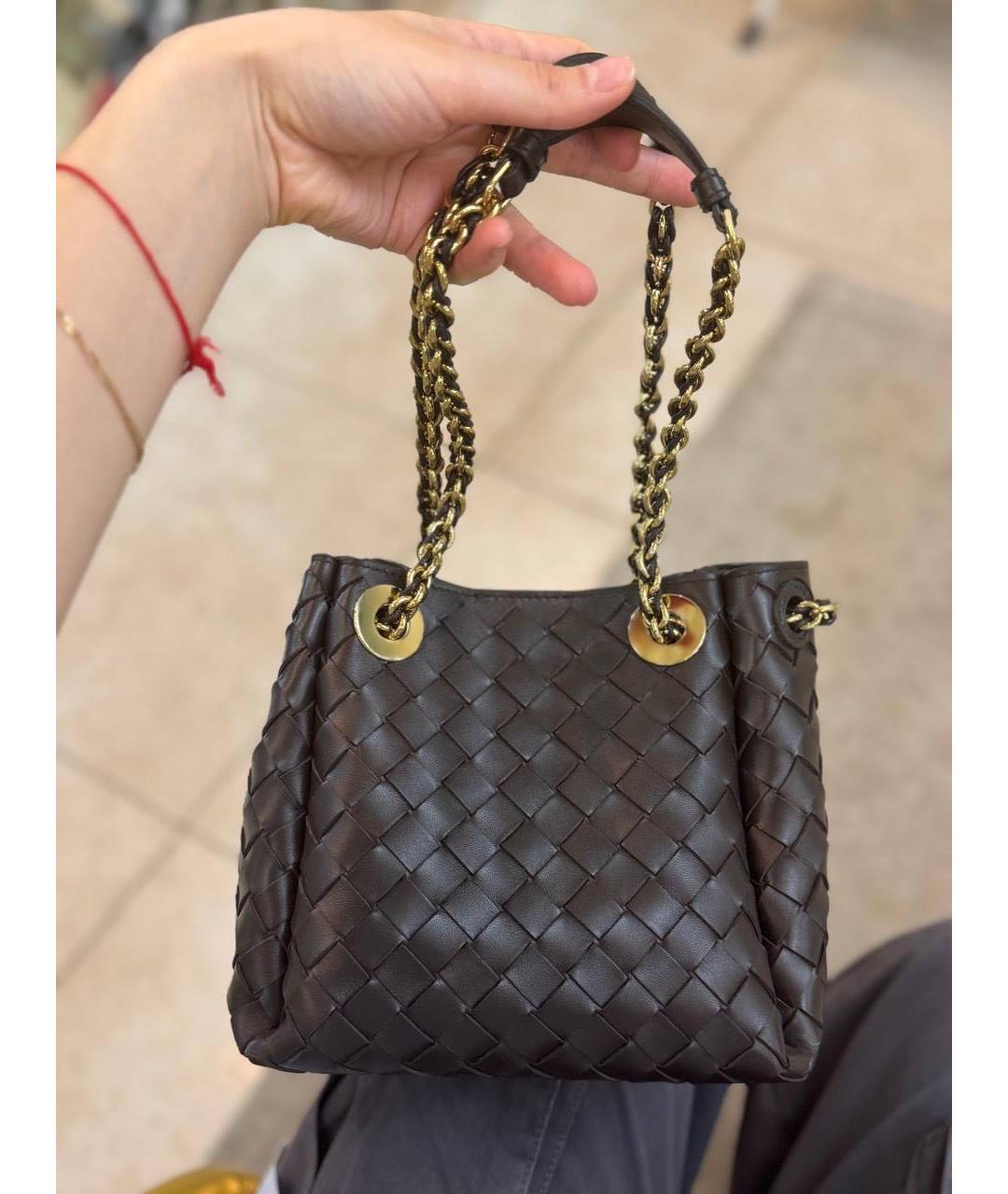 BOTTEGA VENETA Коричневая кожаная сумка через плечо, фото 7