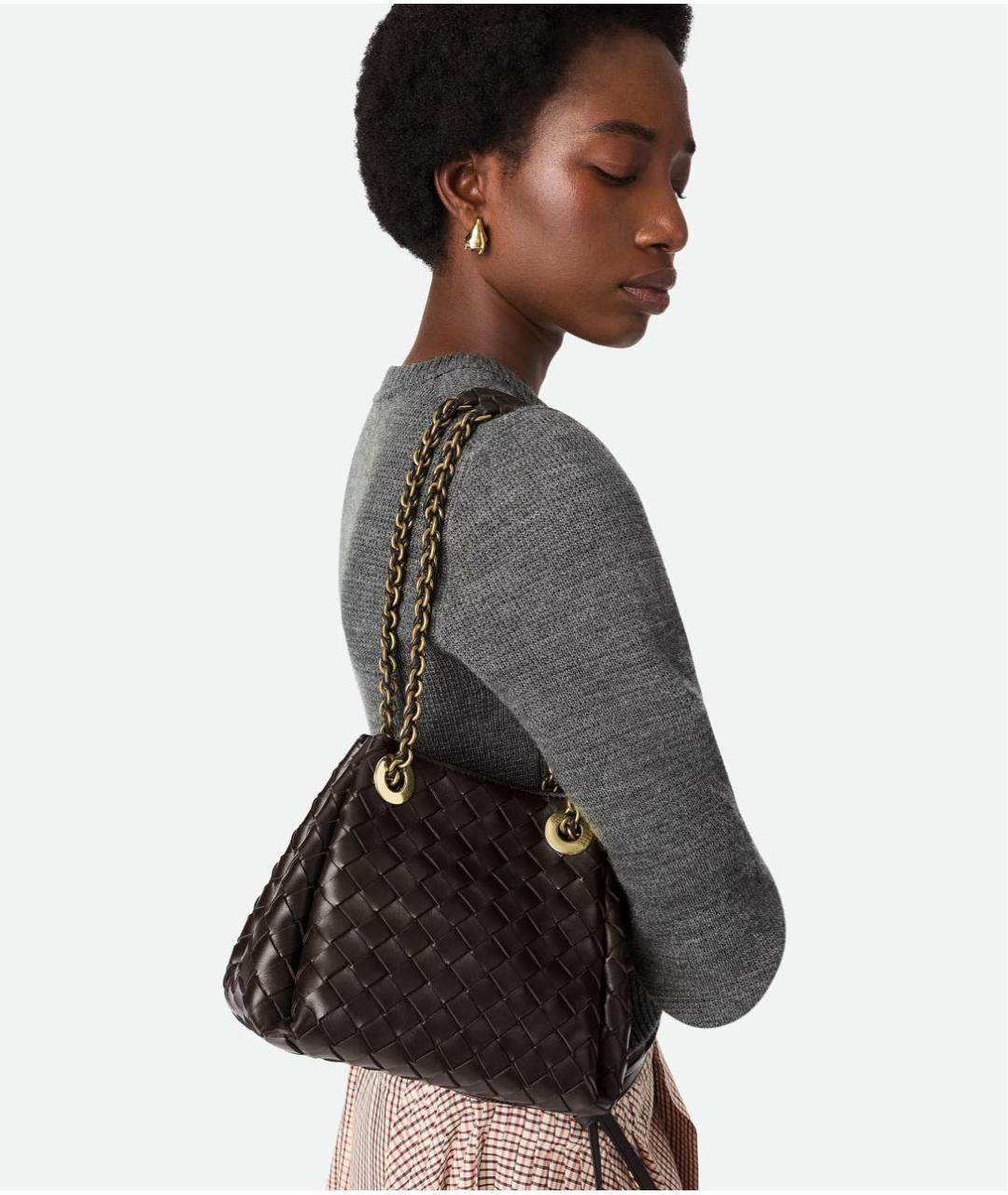 BOTTEGA VENETA Коричневая кожаная сумка через плечо, фото 8