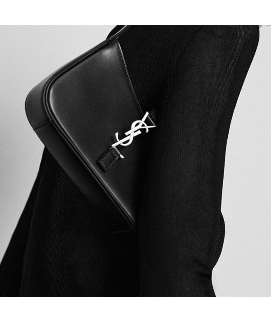 SAINT LAURENT Черная кожаная сумка с короткими ручками, фото 6