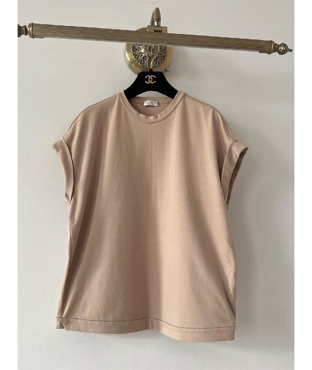 BRUNELLO CUCINELLI Бежевая хлопковая футболка, фото 10