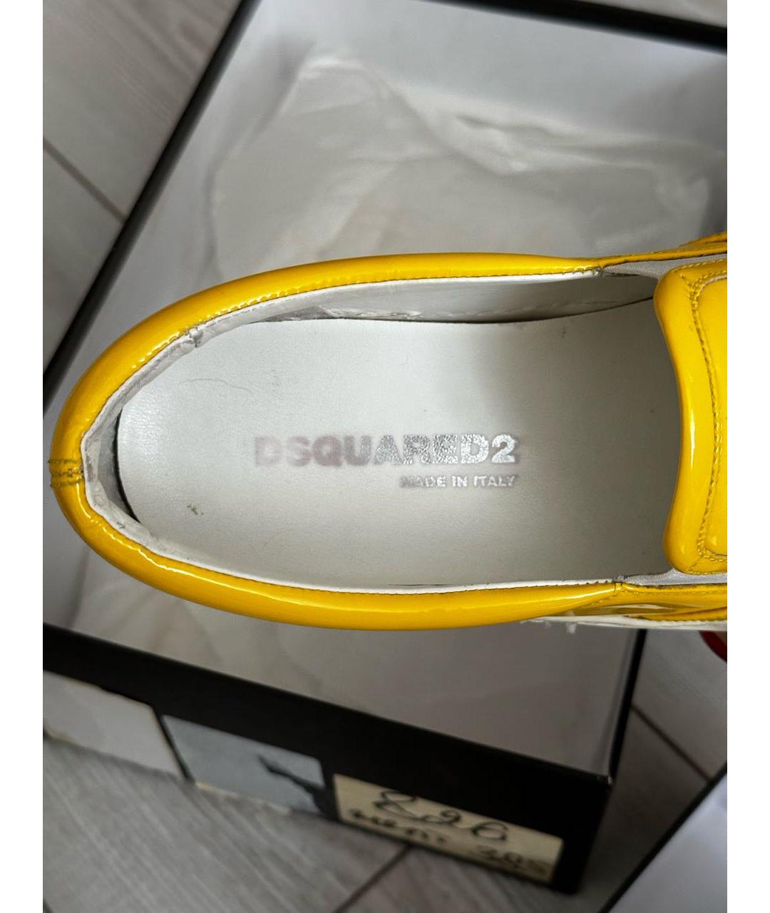 DSQUARED2 Желтые слипоны из лакированной кожи, фото 6