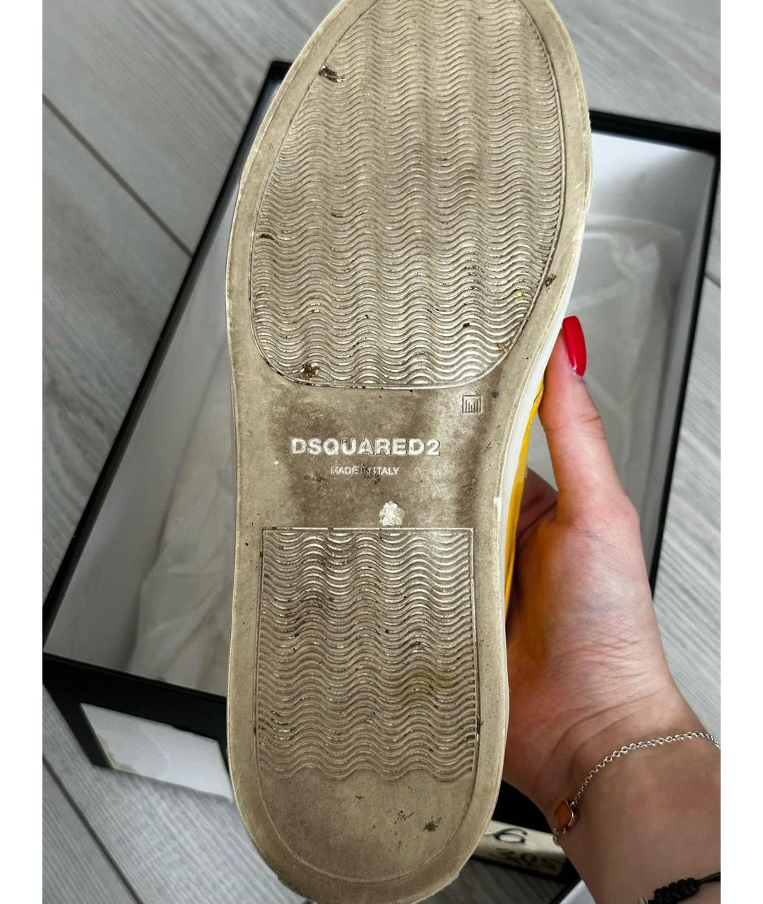 DSQUARED2 Желтые слипоны из лакированной кожи, фото 8