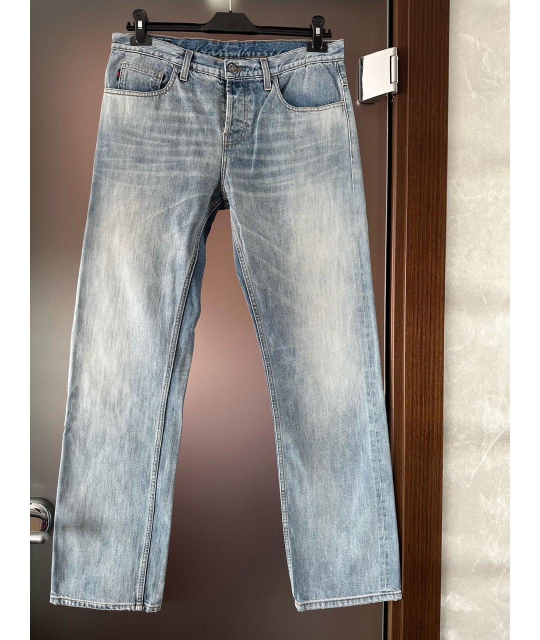 GUCCI Голубые хлопковые прямые джинсы, фото 9