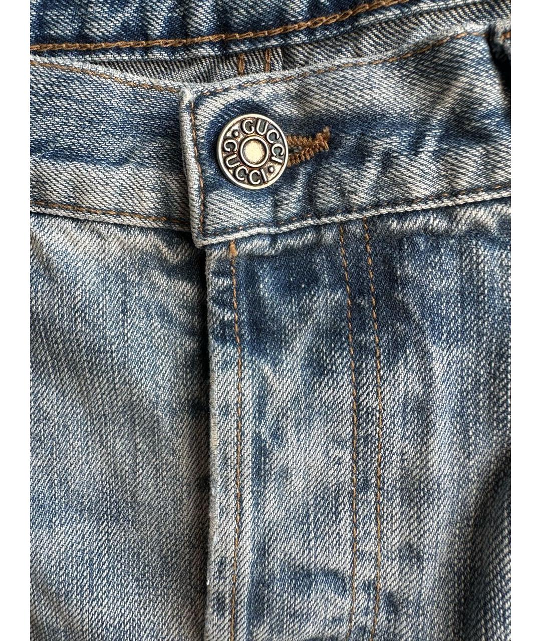 GUCCI Голубые хлопковые прямые джинсы, фото 5