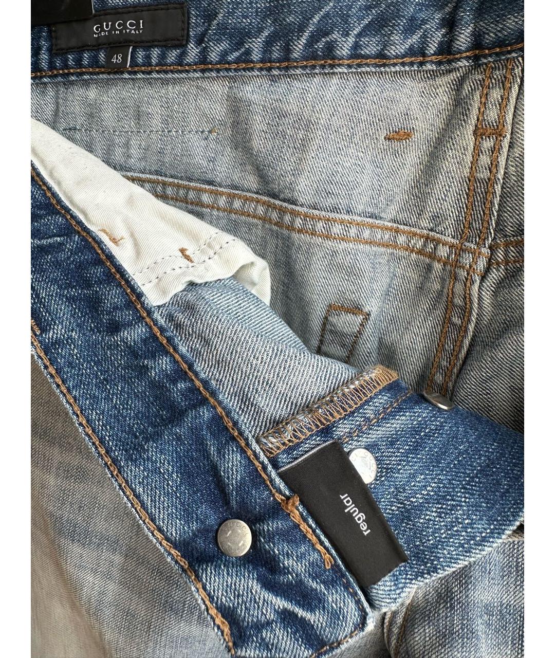GUCCI Голубые хлопковые прямые джинсы, фото 6
