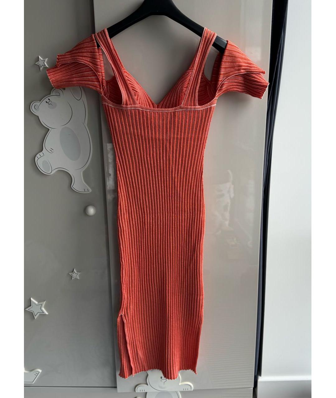 VICTORIA BECKHAM Коралловое вискозное коктейльное платье, фото 4