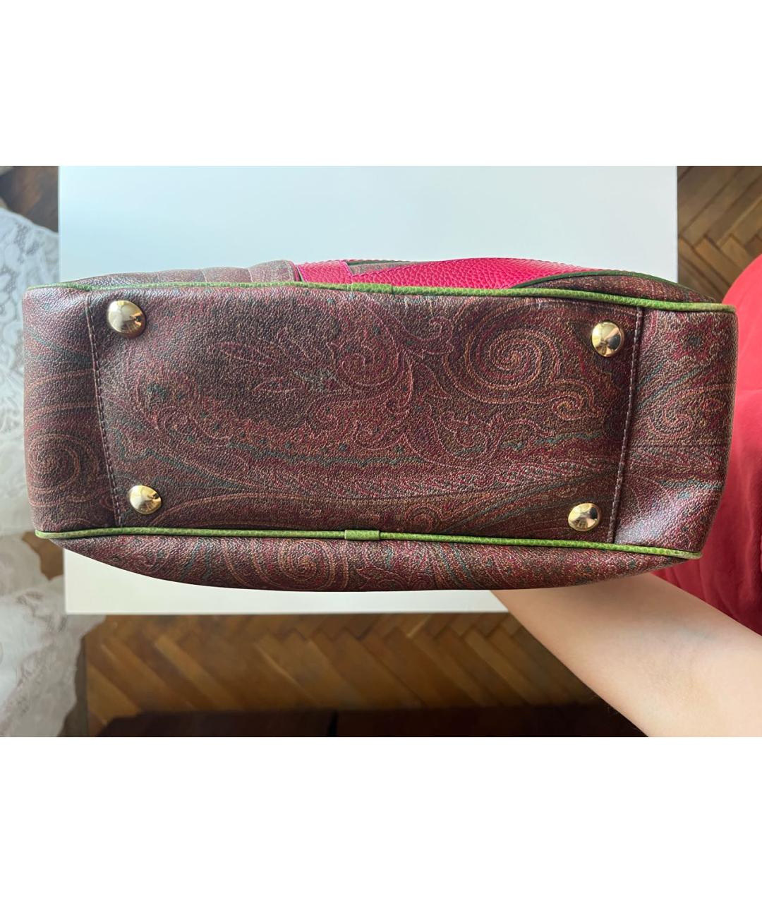 ETRO Коричневая кожаная сумка с короткими ручками, фото 5