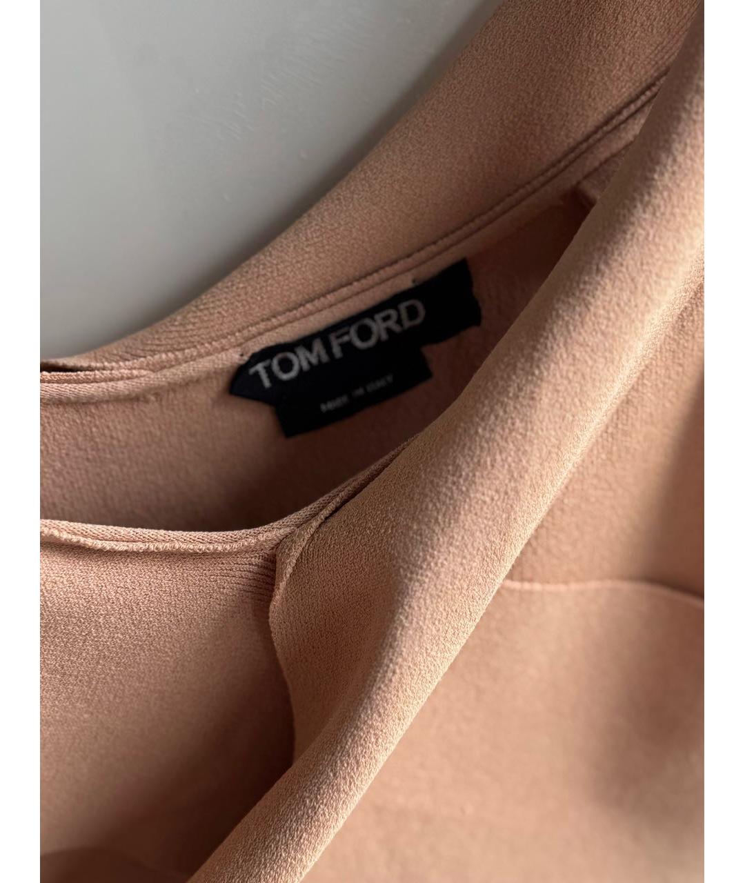 TOM FORD Бежевое вискозное коктейльное платье, фото 4