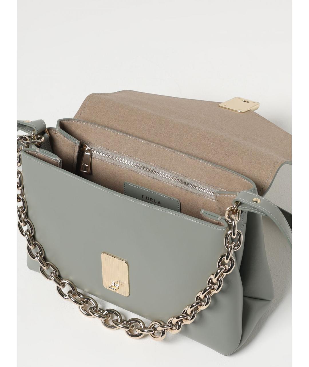 FURLA Зеленая кожаная сумка через плечо, фото 3
