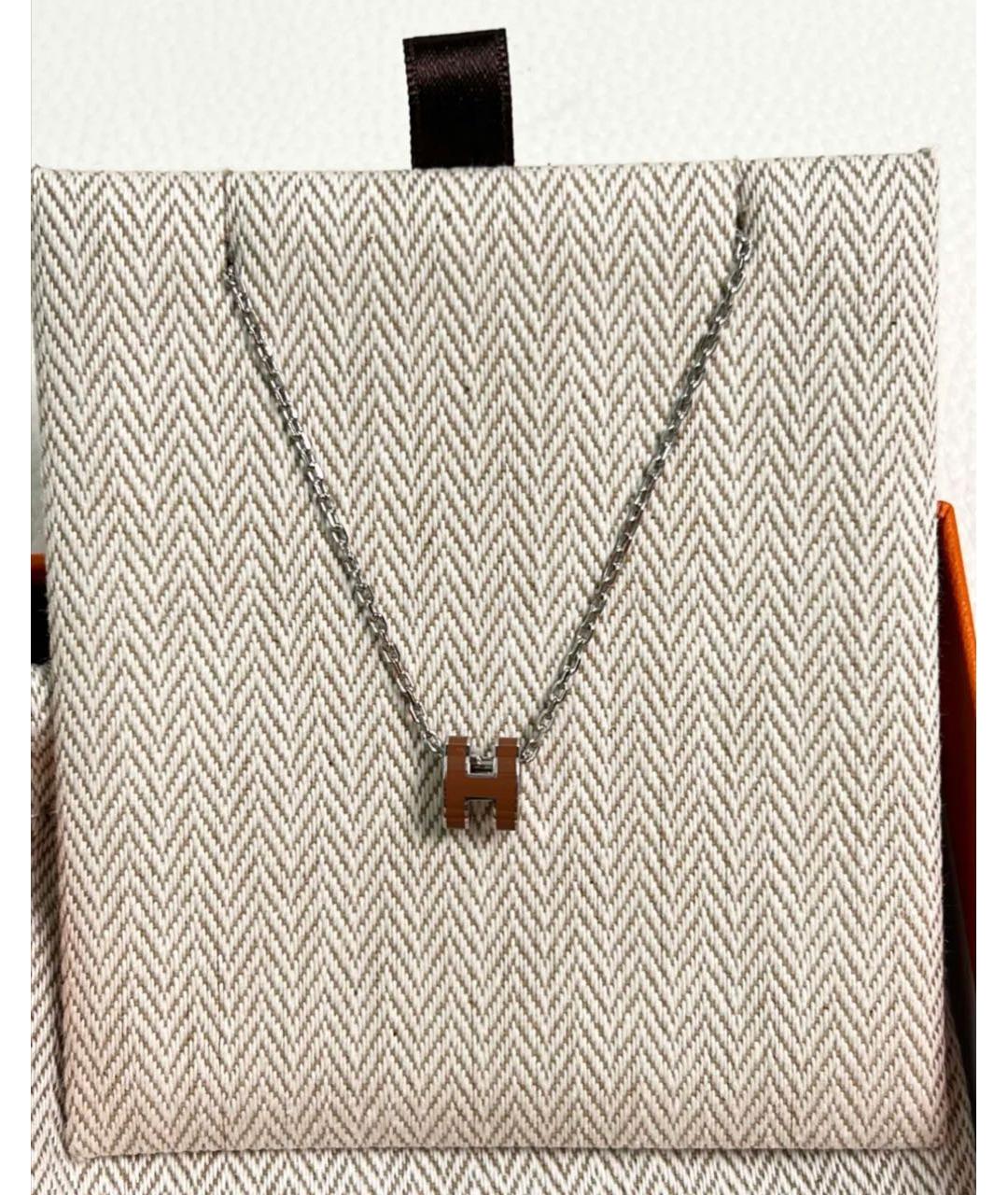 HERMES Коричневая металлическая подвеска, фото 3