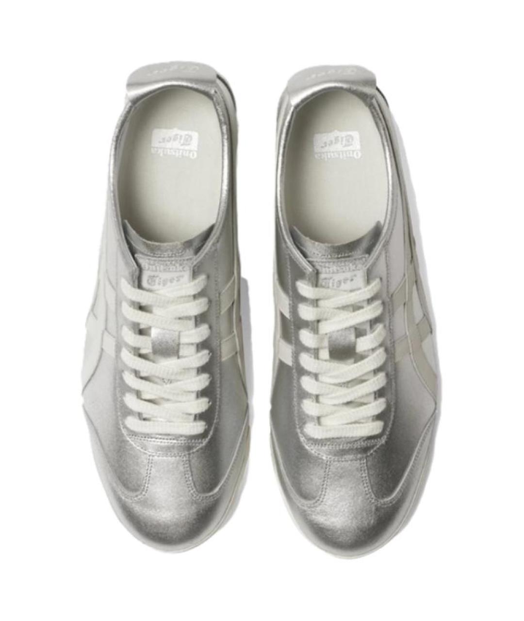 ONITSUKA TIGER Серебряные кожаные кроссовки, фото 4