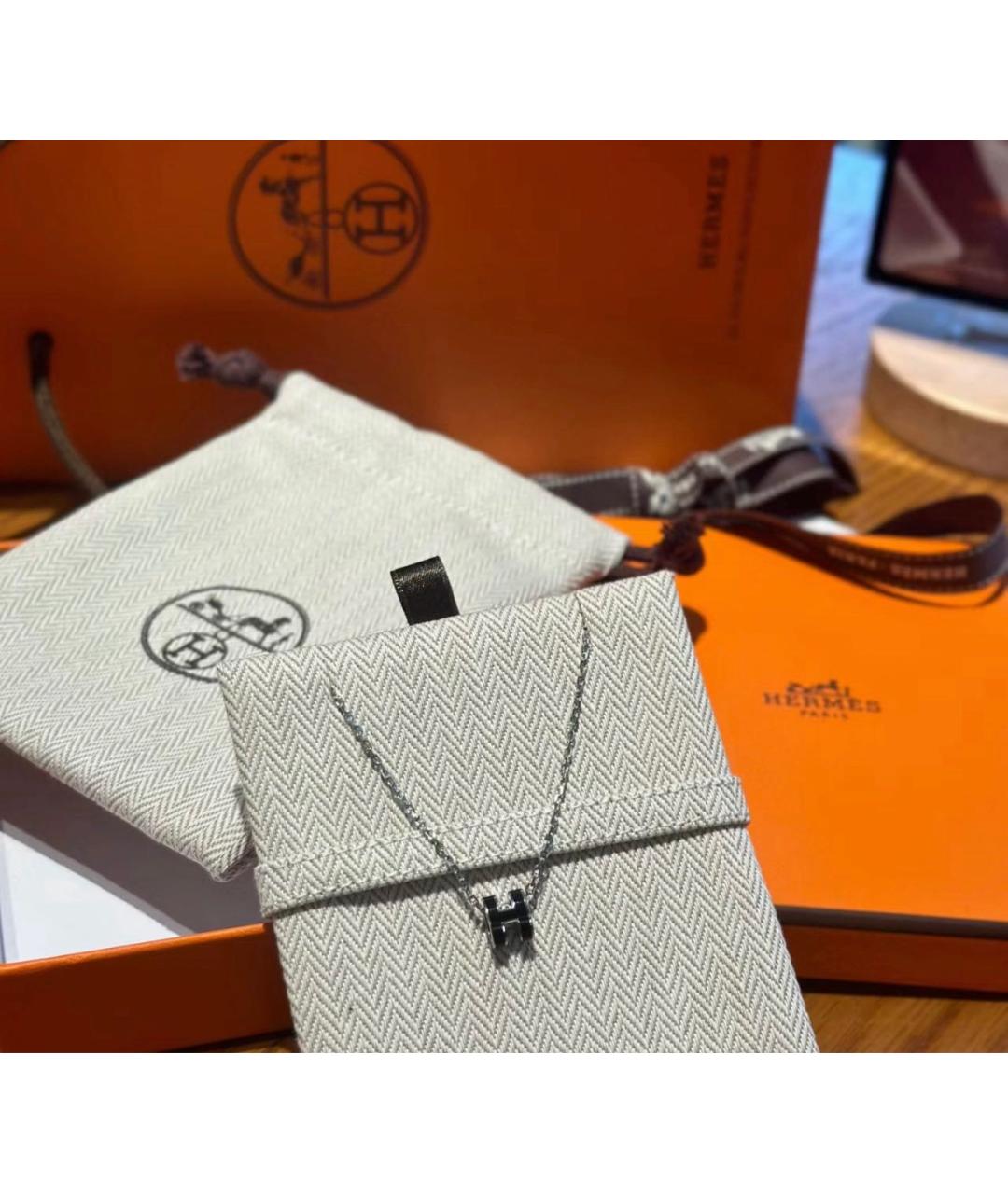HERMES Черная металлическая подвеска, фото 5