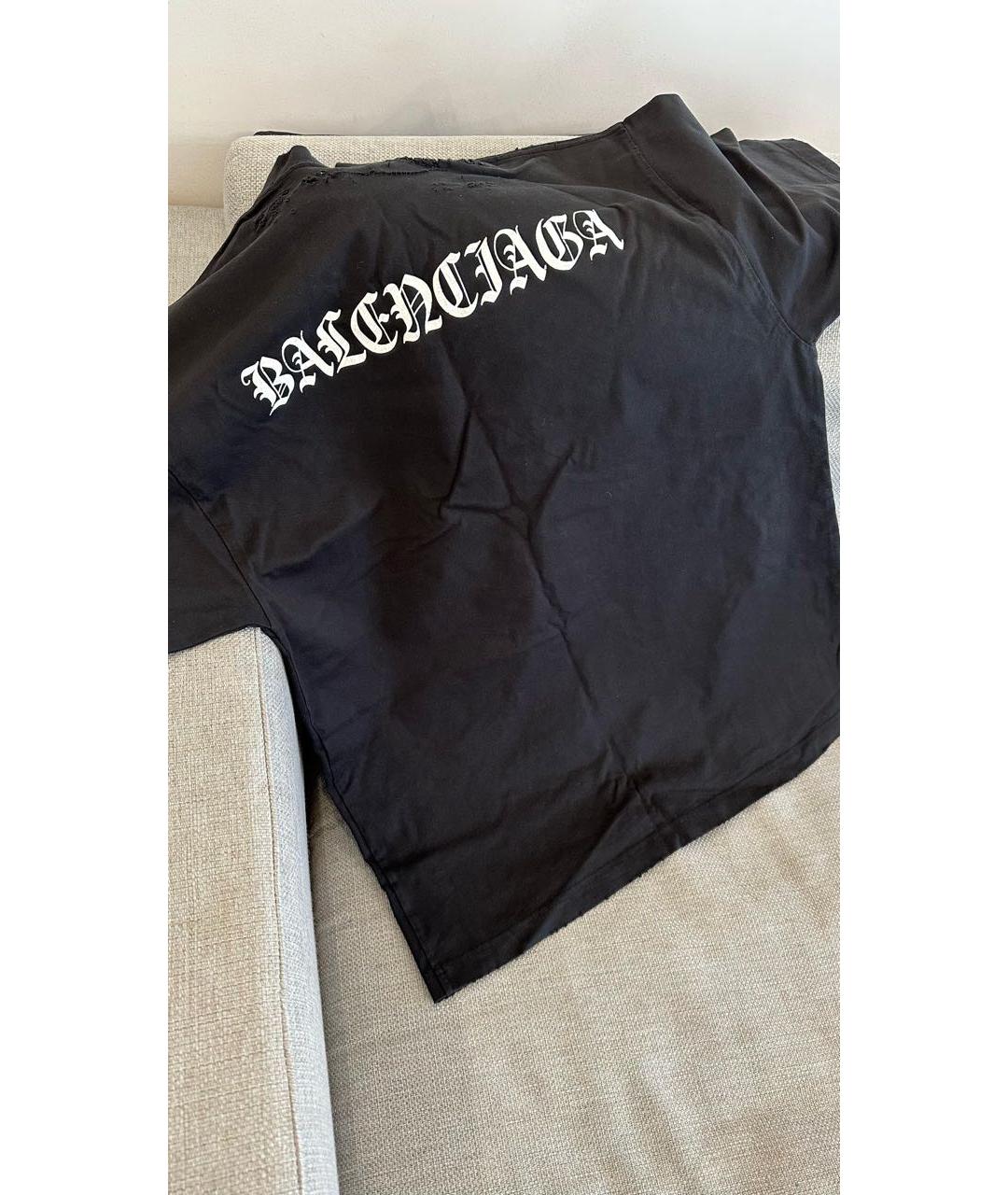 BALENCIAGA Черная хлопковая футболка, фото 3