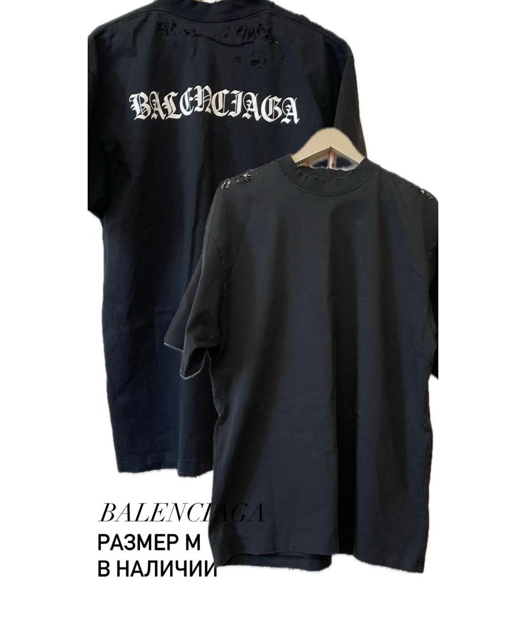 BALENCIAGA Черная хлопковая футболка, фото 2