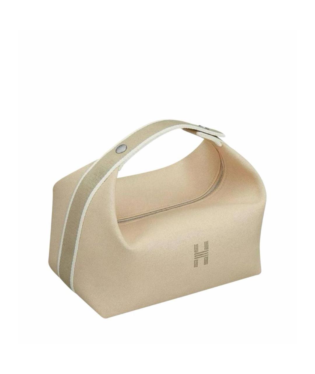 HERMES Бежевая хлопковая косметичка, фото 3