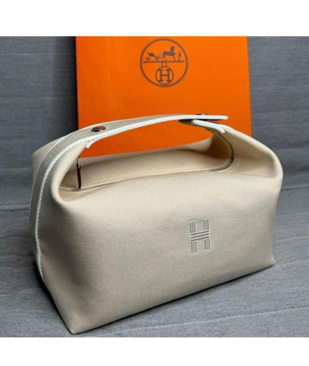 HERMES Бежевая хлопковая косметичка, фото 2