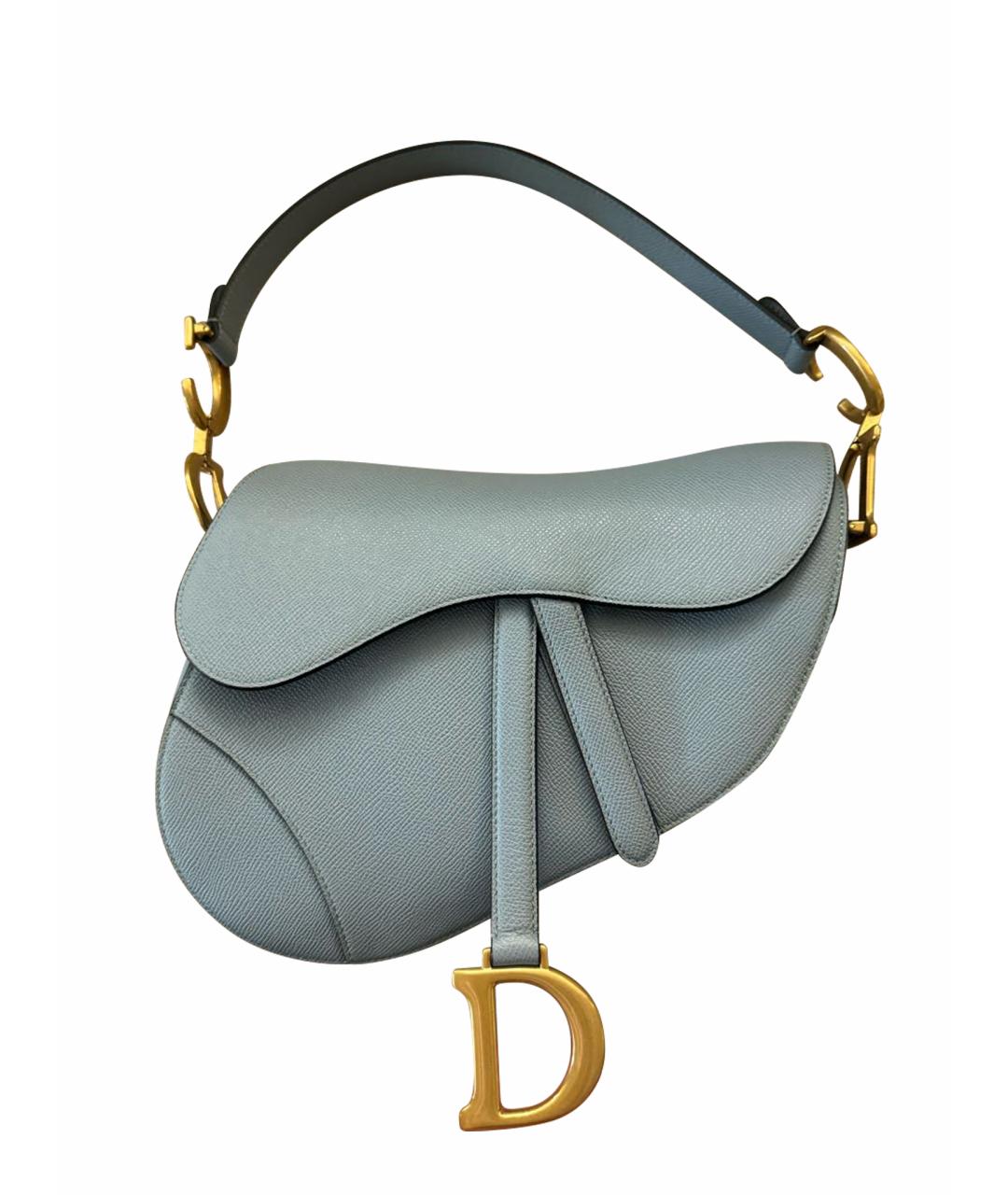 CHRISTIAN DIOR Голубая кожаная сумка через плечо, фото 1