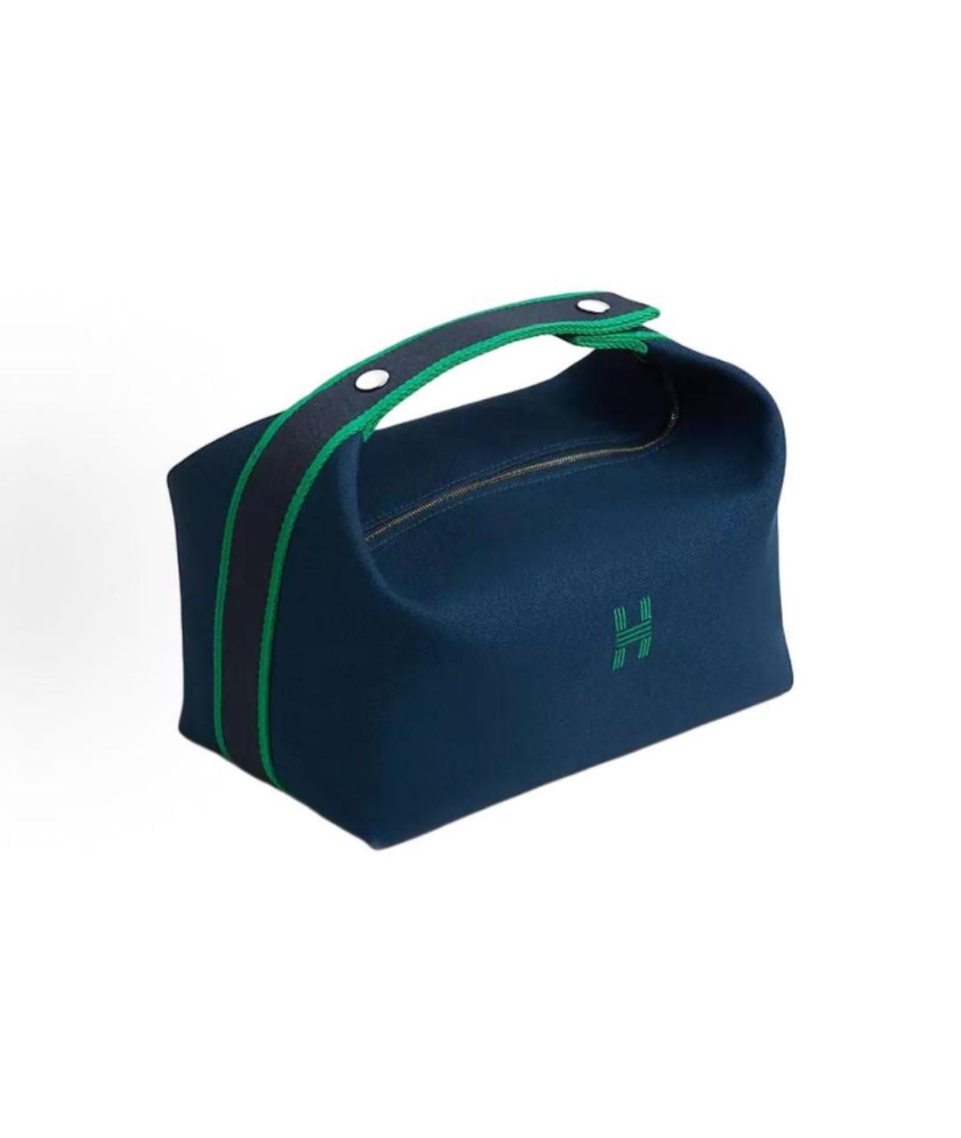HERMES Темно-синяя хлопковая косметичка, фото 3