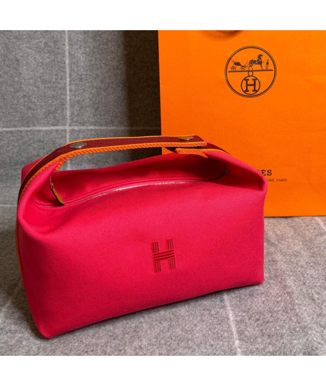 HERMES Розовая хлопковая косметичка, фото 2
